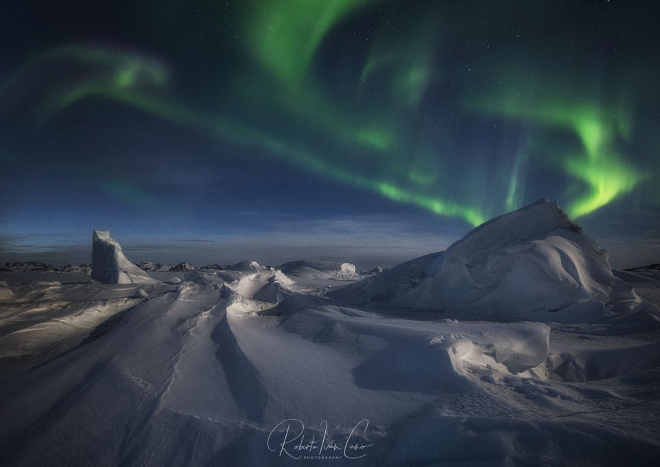Aurora boreal en el este de Groenlandia