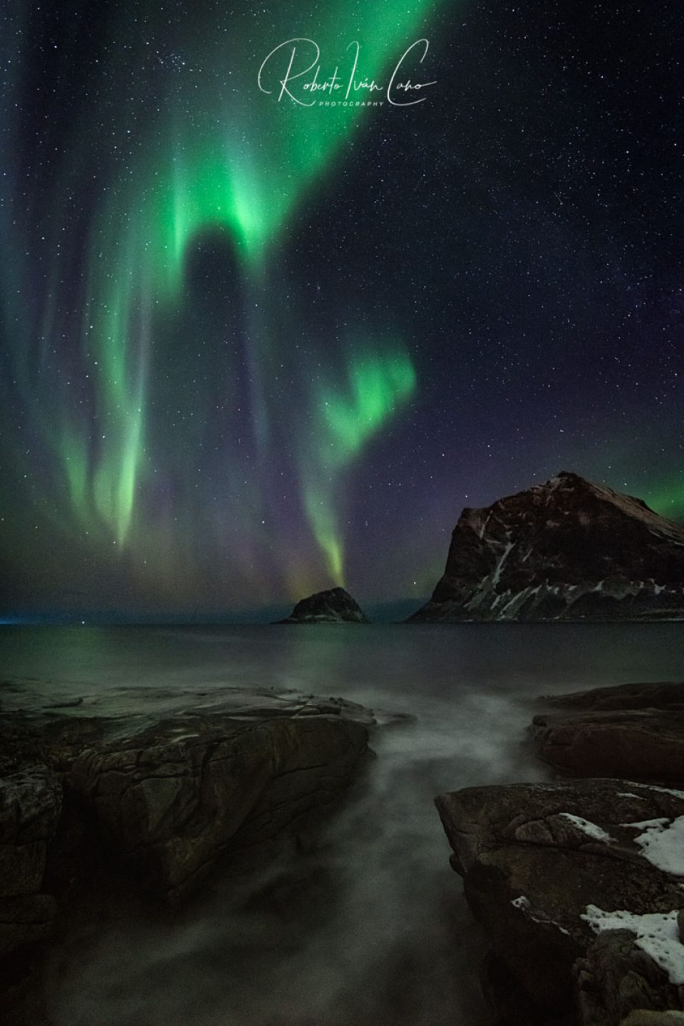 Aurora Boreal en Haukland, Lofoten