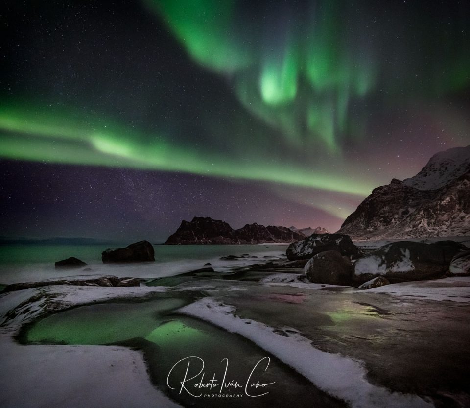 Aurora Boreal en Haukland, Lofoten